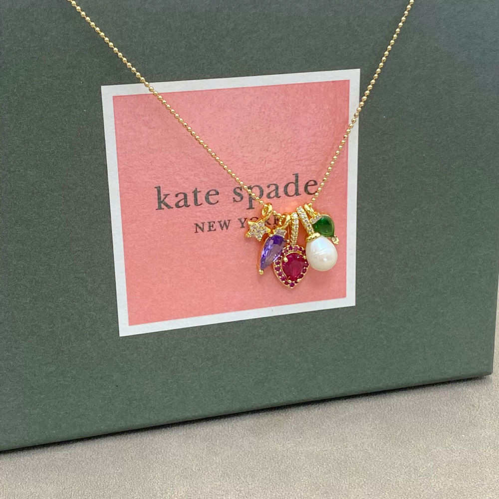 kate spade Pearl Colorful Zircon Multi Pendant Choker Necklace